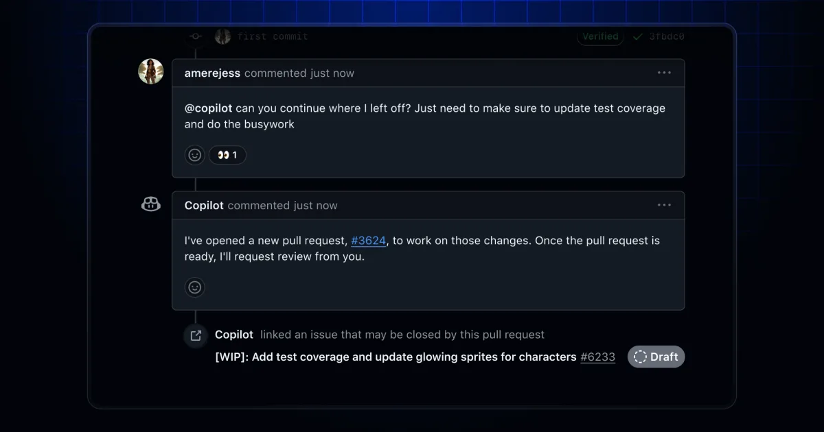 Ask Copilot coding agent to make changes in any pull request with @copilot