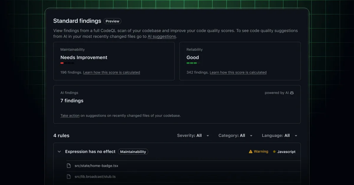 GitHub Code Quality in public preview