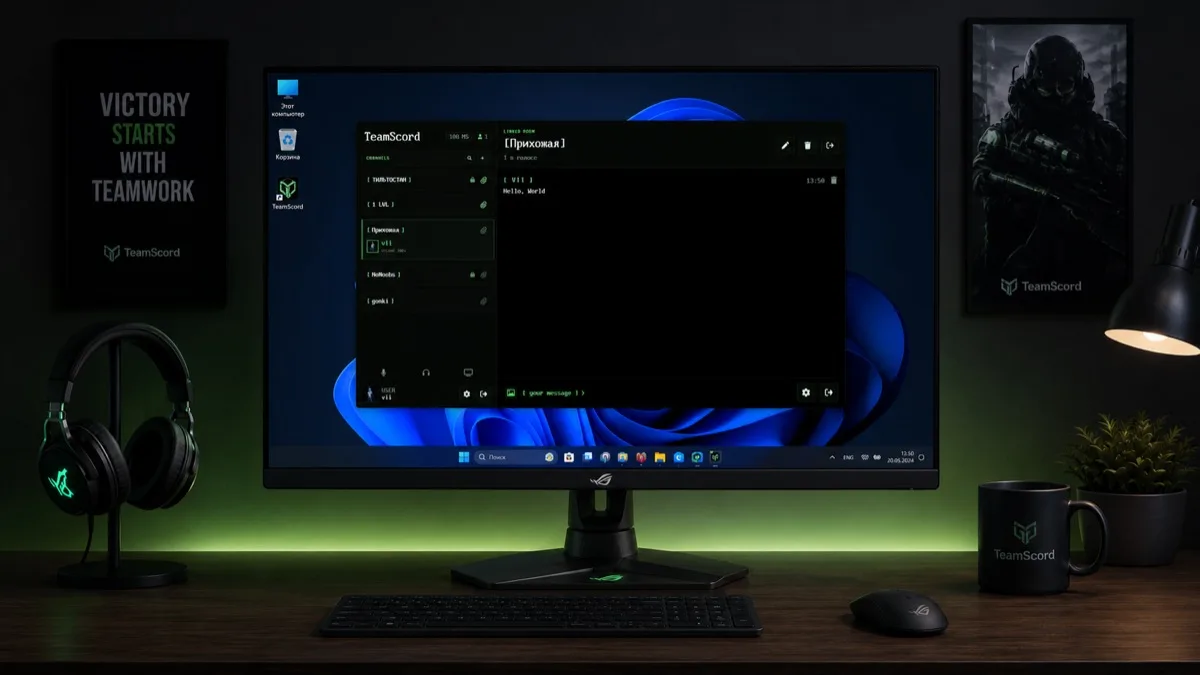 TeamScord voice and streaming desktop app on a gaming desk, a case study in the web and mobile development QA process at Vii Studio