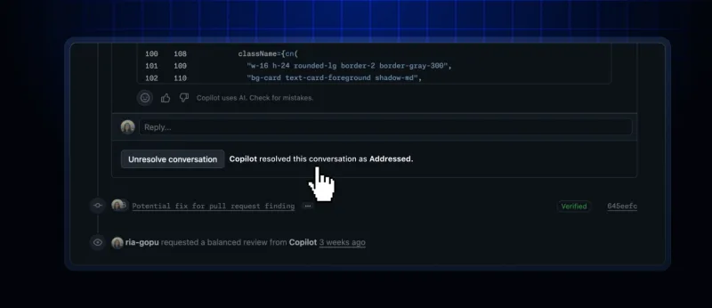 Auto-resolution and analysis updates in Copilot code review