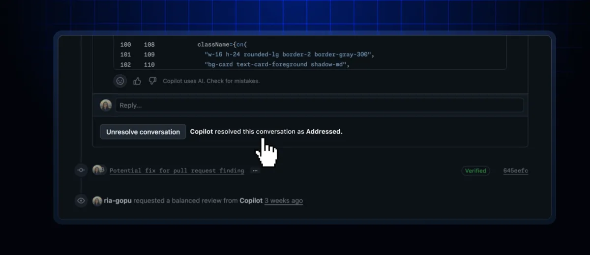 Auto-resolution and analysis updates in Copilot code review