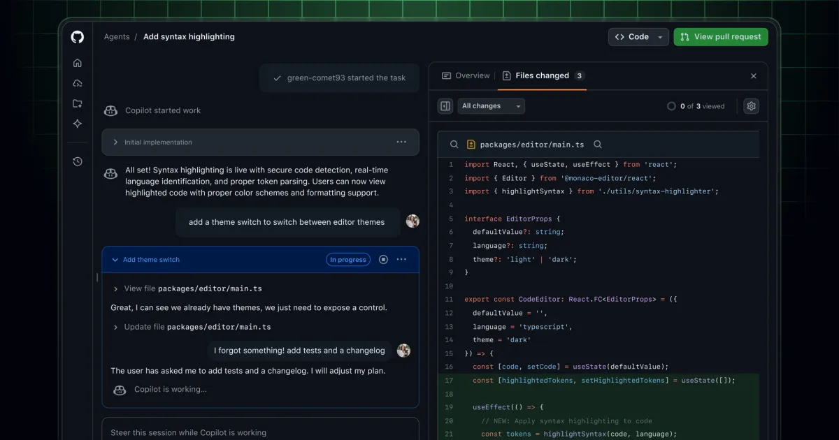 A mission control to assign, steer, and track Copilot coding agent tasks