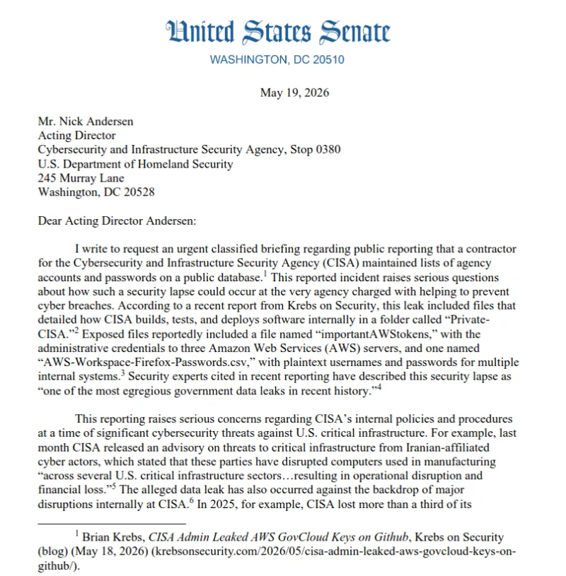 Lawmakers Demand Answers as CISA Tries to Contain Data Leak