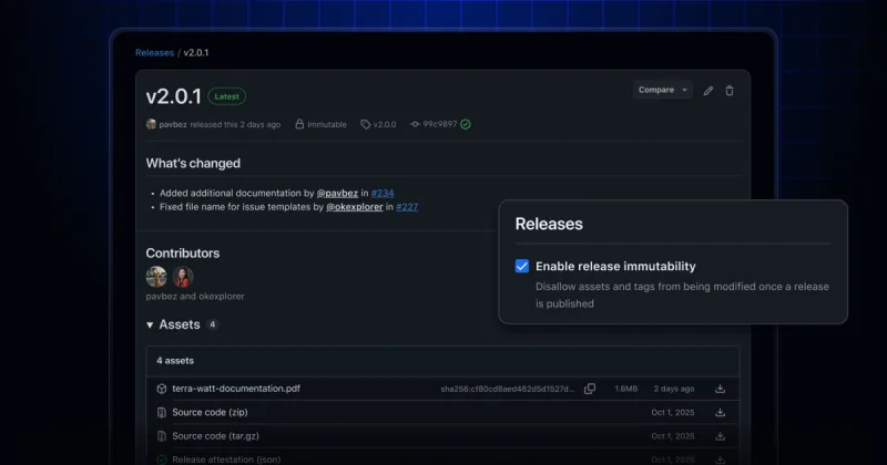 Immutable releases are now generally available