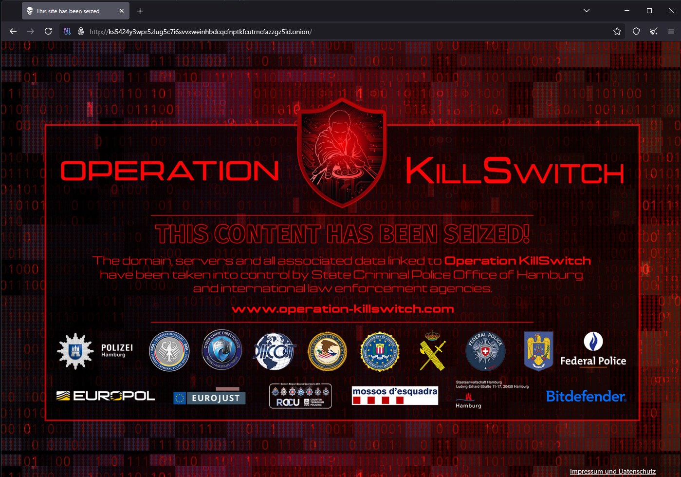 Seized KillSec data leak site