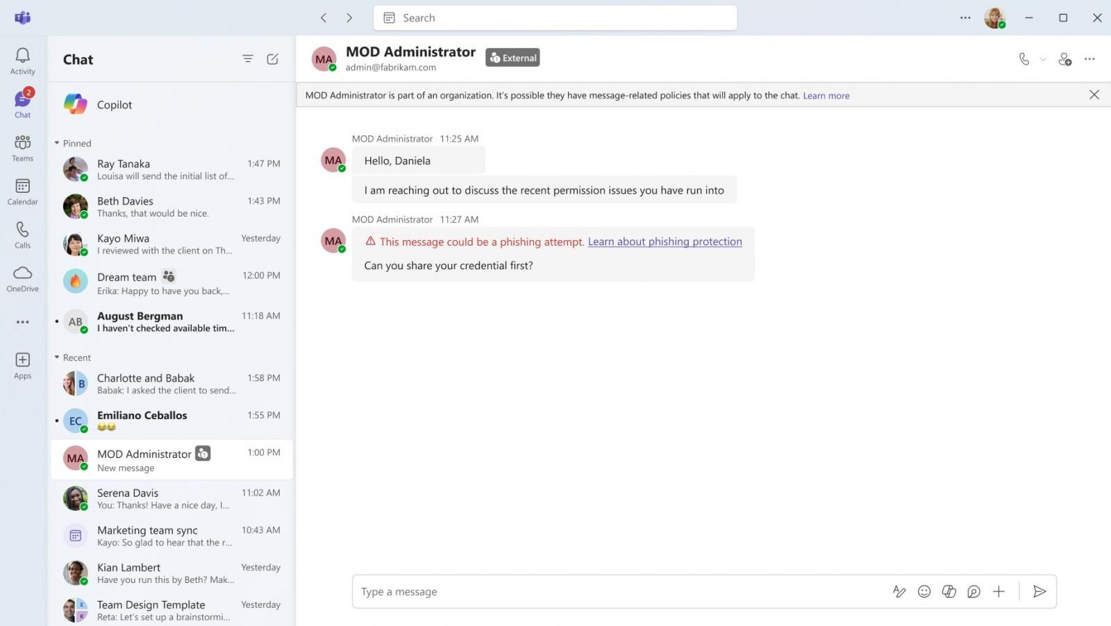 Teams AI-powered phishing detection