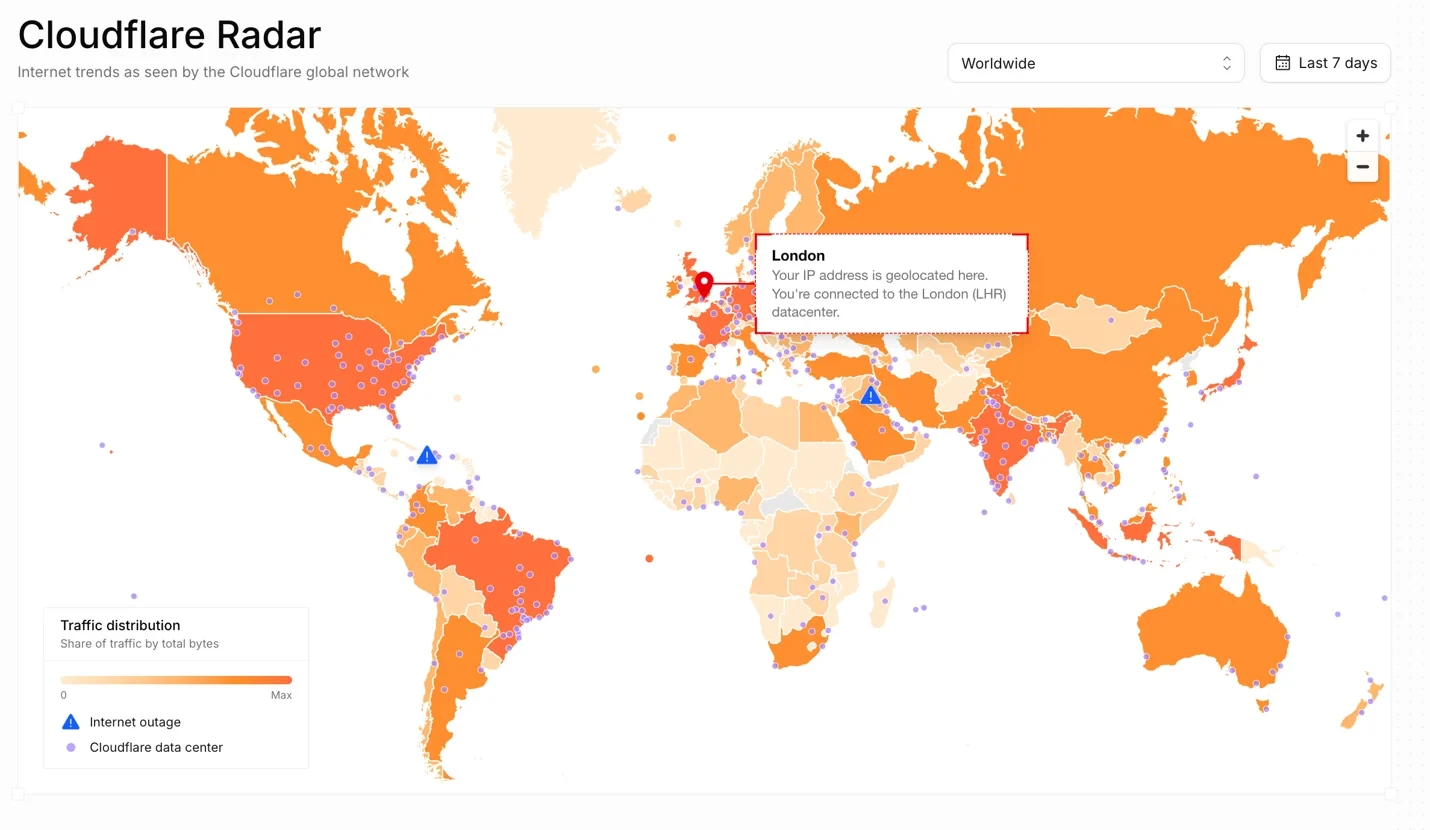 Radar's homepage map