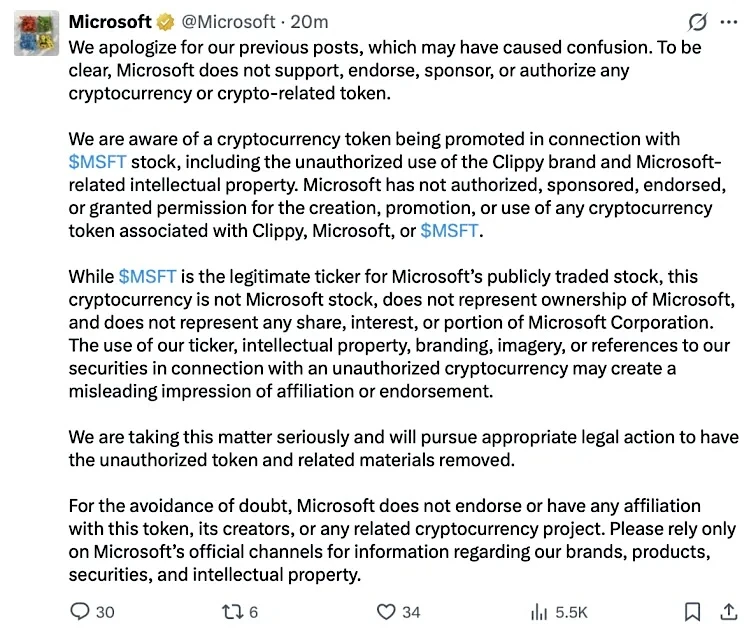 Microsoft apology post